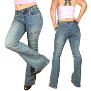 Y2K Embellished Low Rise Flare Jeans (S)