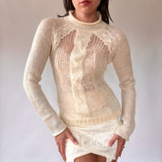 DKNY Cream Knit Pullover (S/M)