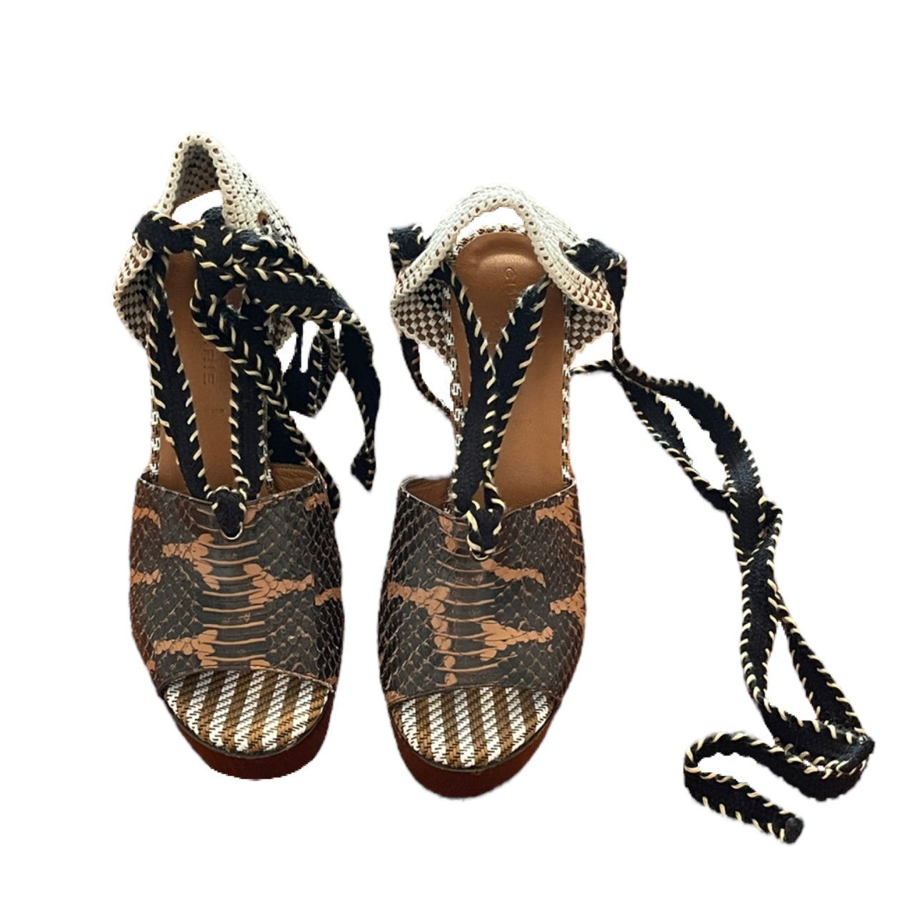 Vintage Robert Clergerie Snakeskin Wooden Wedges (6.5)