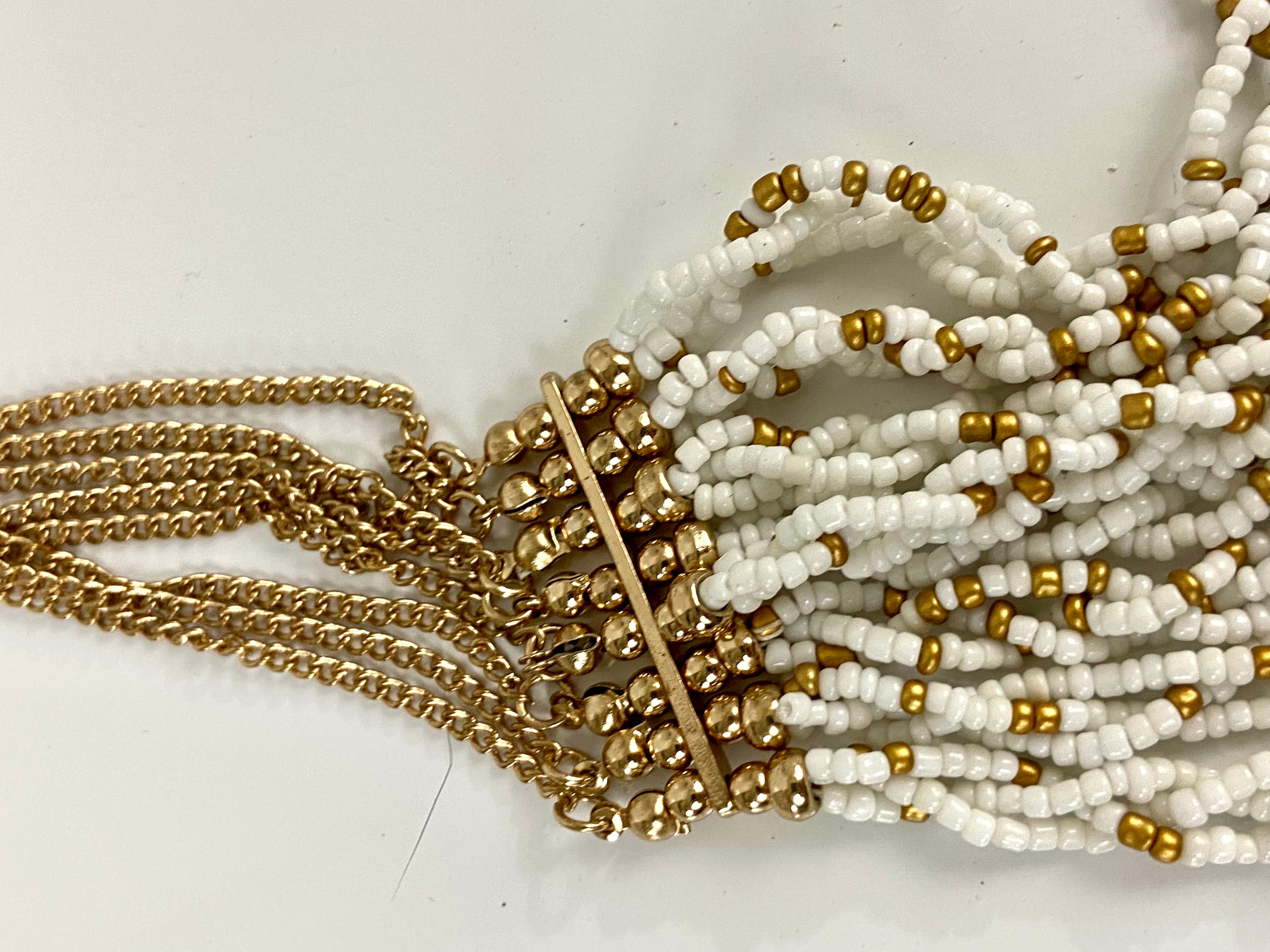 Gold and white choker