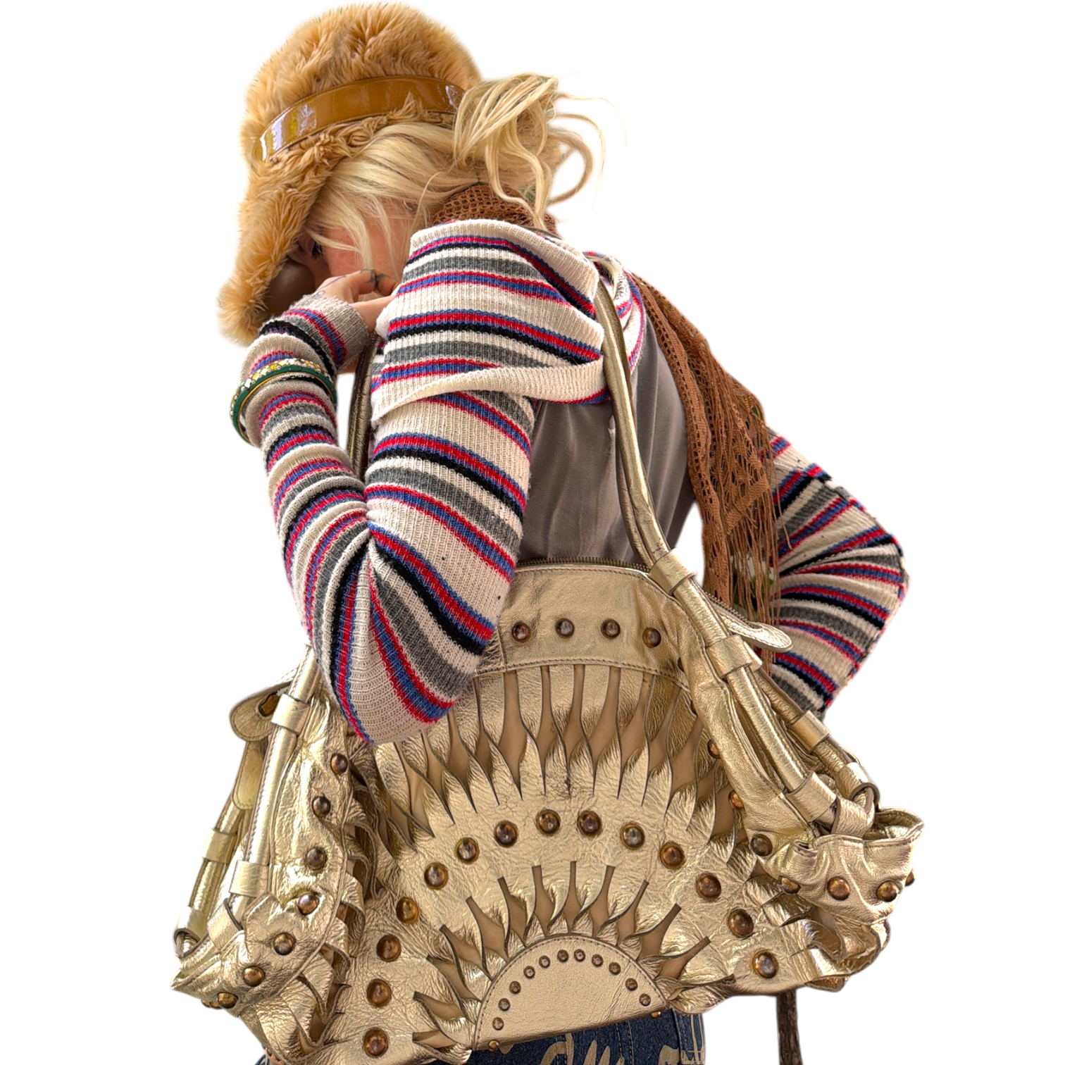 Cavalli Oversized Metallic Purse