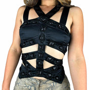 Bebe Studded Silk Corset Top (S/M)