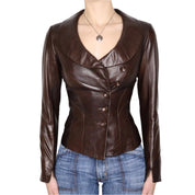 Y2K Brown Italian Leather Jacket (XS)