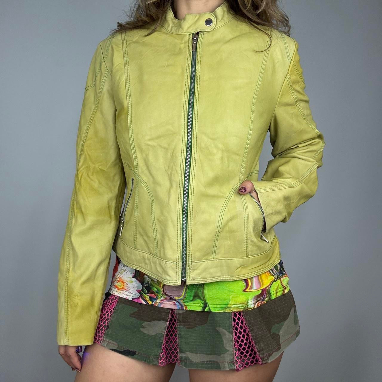 Vintage Lime Lambskin Leather Jacket (L)