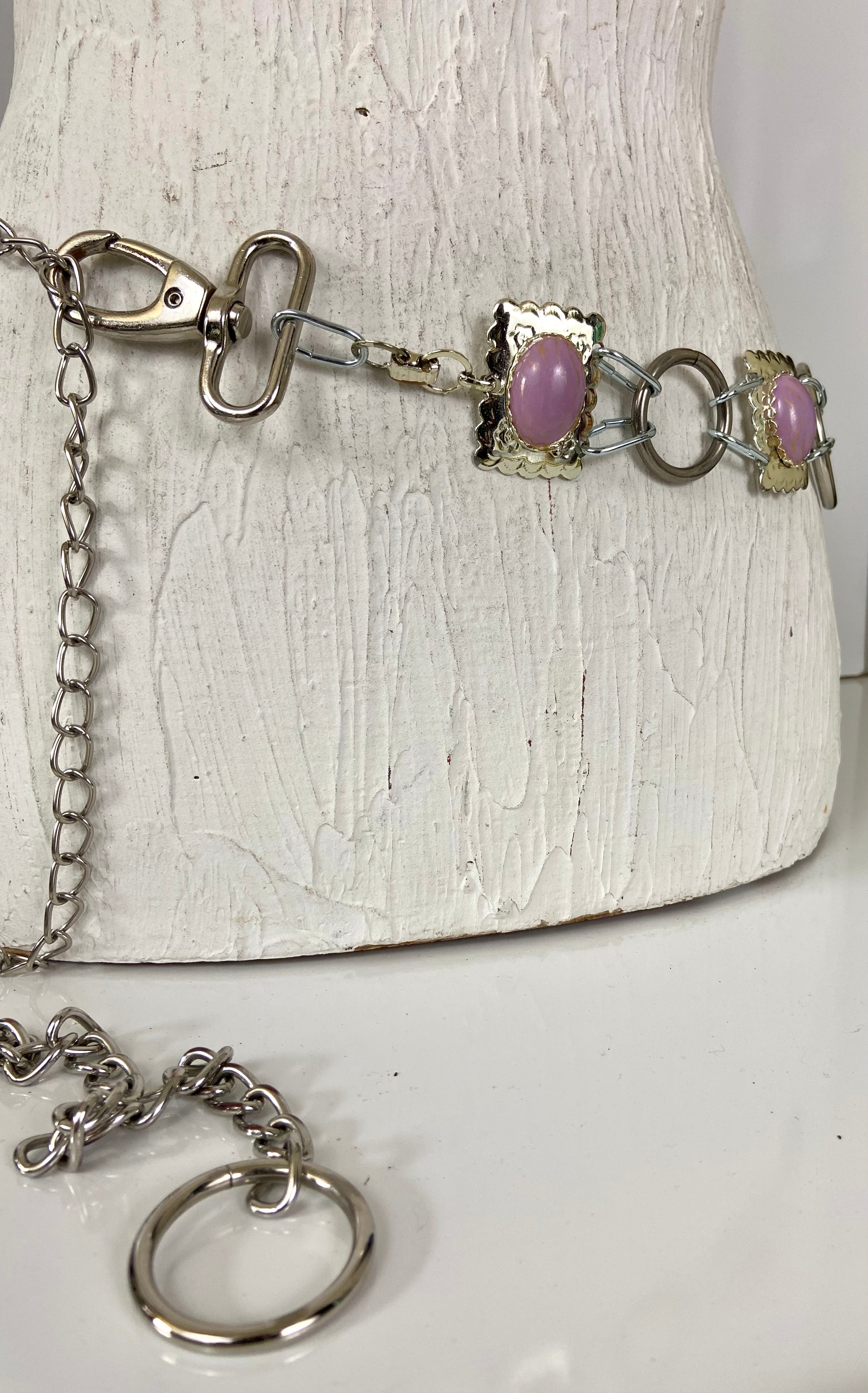 Waist silver chain belt