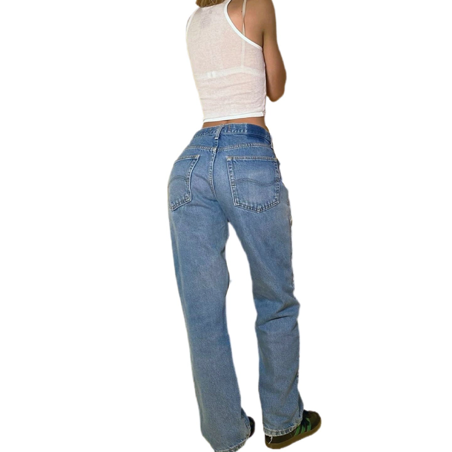 90’s Distressed Light Wash Lee Jeans (L)