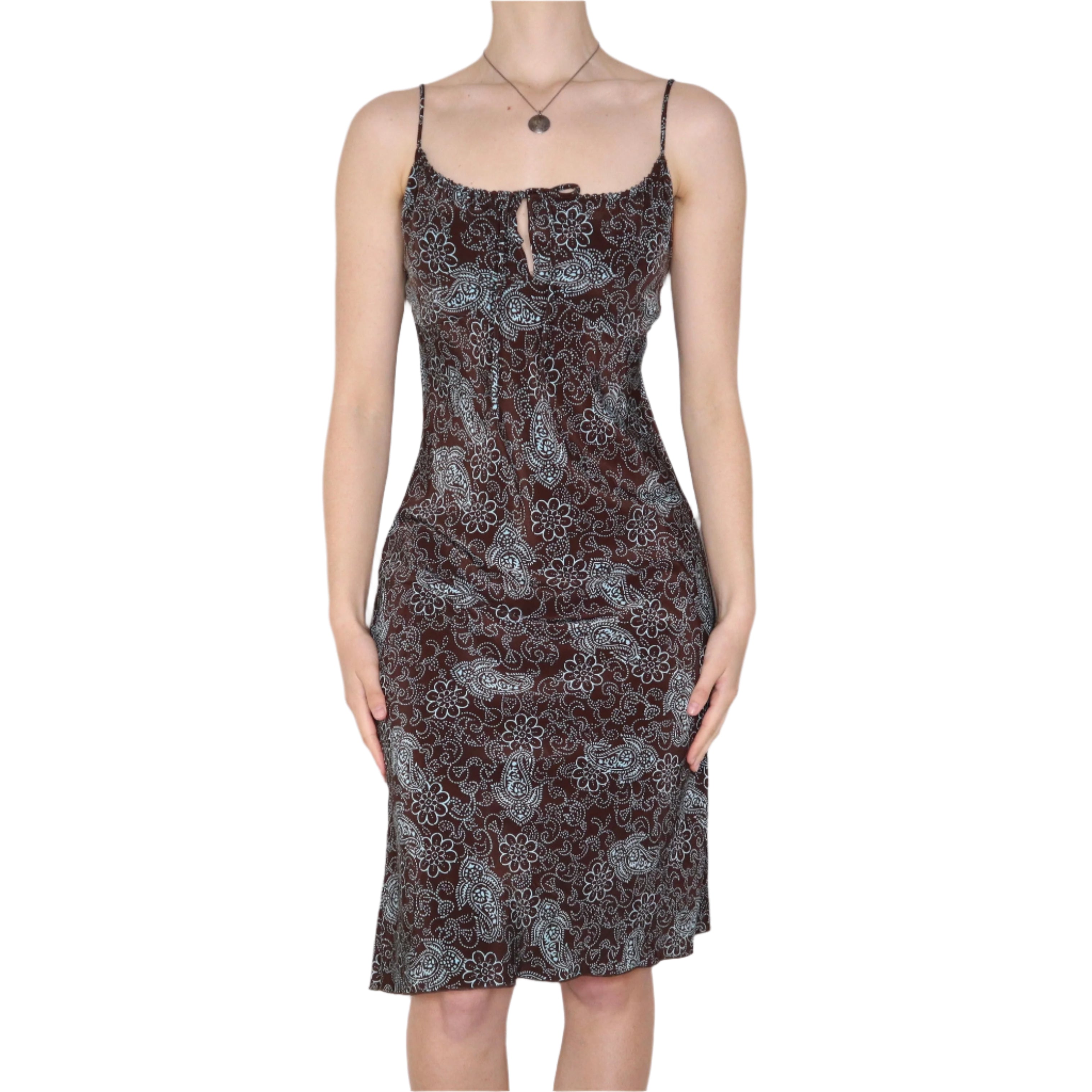 Y2K Paisley Milkmaid Midi Dress (M)