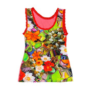 Euro Vintage Surrealist Print Lace Trim Cami (S)
