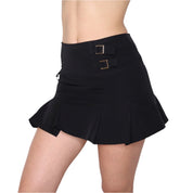 90s Italian Pleated Black Mini Skirt (S)