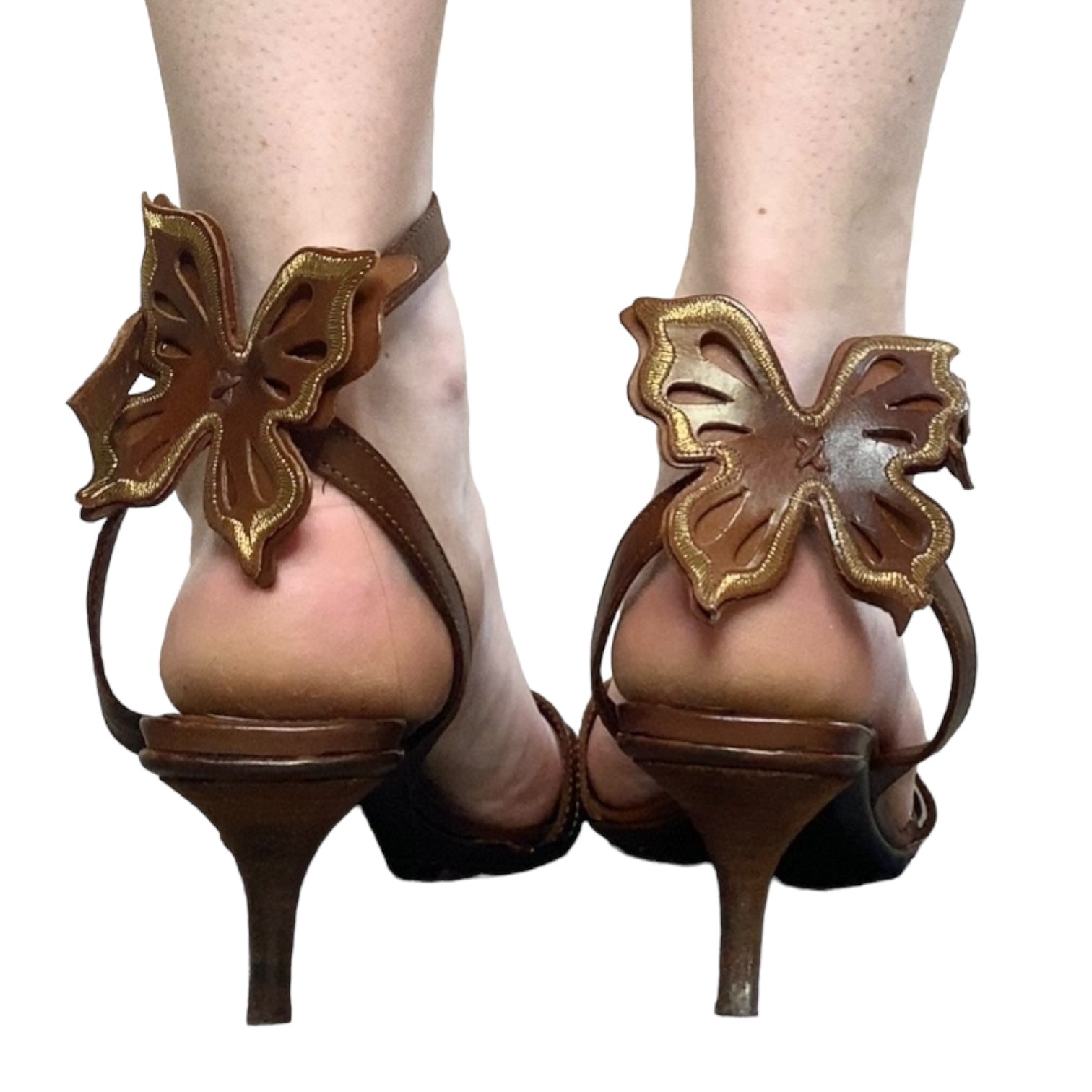 Stunning Vintage Miss Sixty Butterfly Open Toe Kitten Heels (UK 8.5/9)