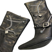 Y2K Studded Chain Stiletto Boots (US 8)