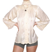 40s Reworked Buttercream Satin Blouse (M/L)