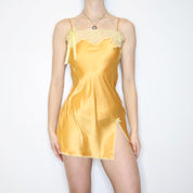 00s VICTORIA'S SECRET Sunflower Yellow Lace Slip Dress (XS/S)