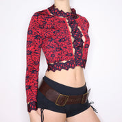 Y2K ZAC POSEN Red Daisy Cardigan (XS)