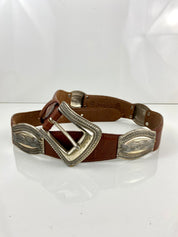 Fossil 
Concho Belt Brown Silver...