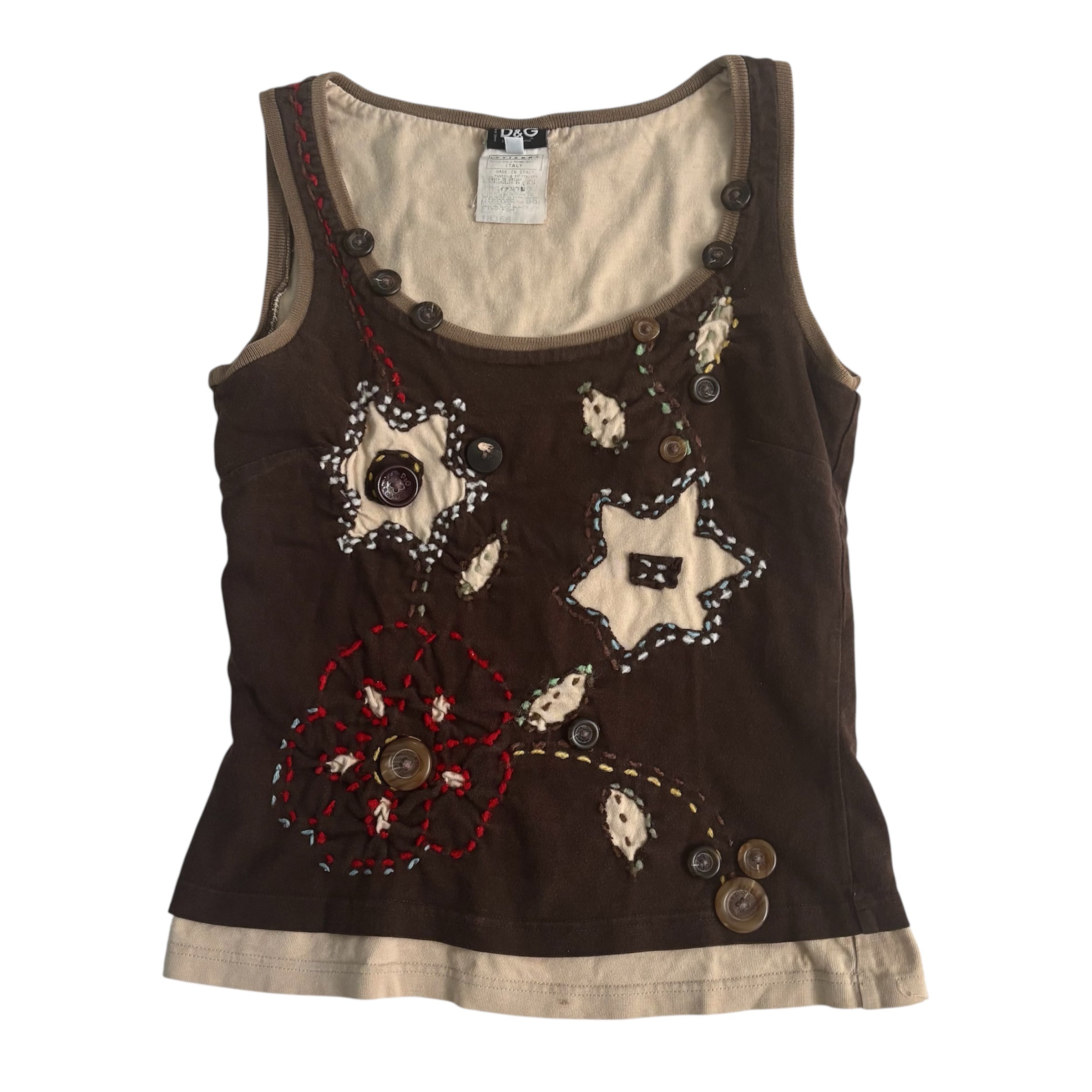 D&G “Always Check the Label” Button Floral Top (S)