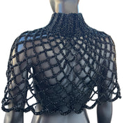 Black Glimmer Turtleneck Mesh Shawl (S/M)
