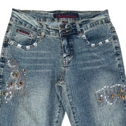 Y2K Embellished Low Rise Flare Jeans (S)
