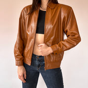 90s Cognac Leather Jacket (XS)