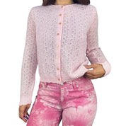 60s Pink Pearl Embellished Cardigan (S/M)
