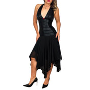 Satin Pixie Hem Halter Dress (S)