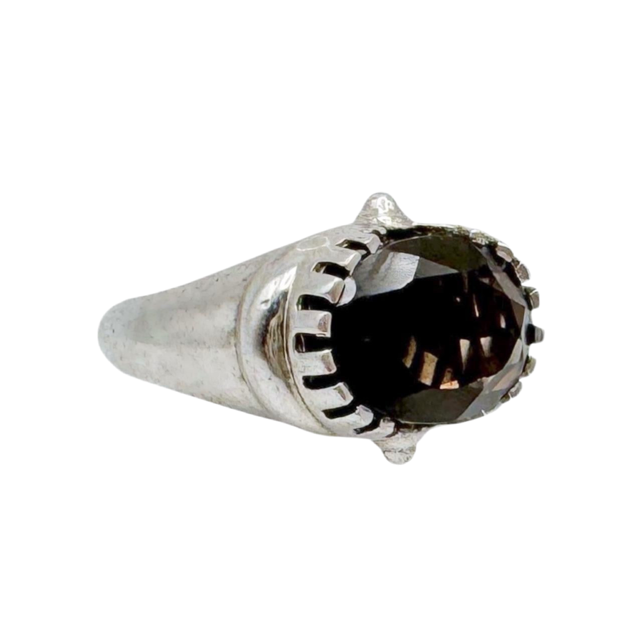 1960s Sterling Silver Smoky Quartz Ring (7.5)