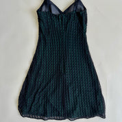 Vintage 90s black & green beaded lace dress - s