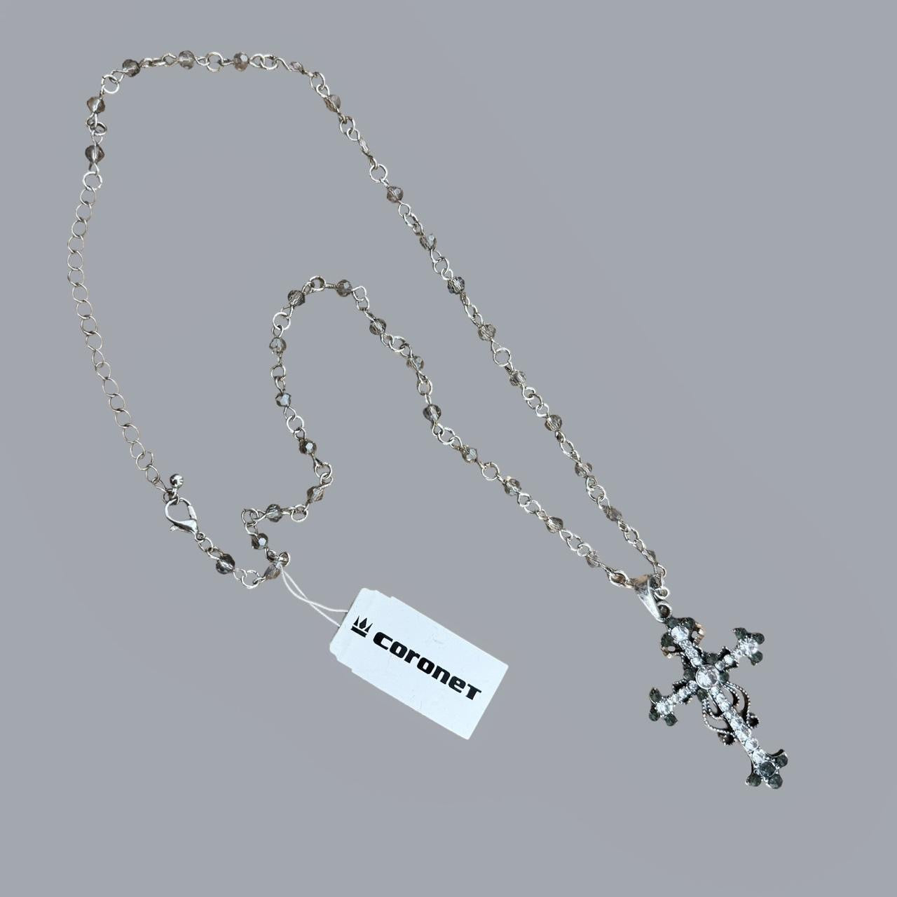 Y2K Silver Bling Cross Necklace – Holy Thrift