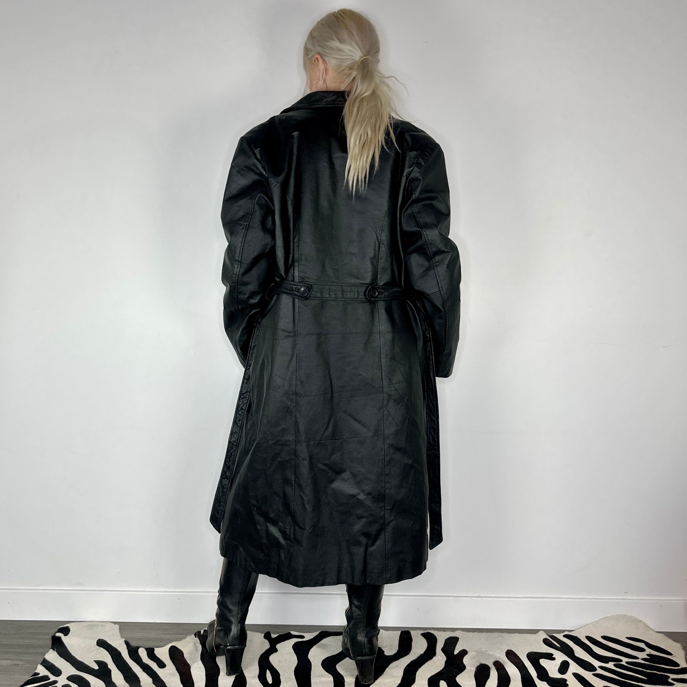 Vintage Leather Trench Coat (L)