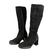 90s Black Suede Knee High Boots (8)