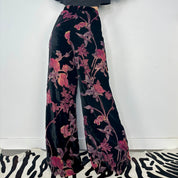 Velvet Floral Burnout Trousers (Small)