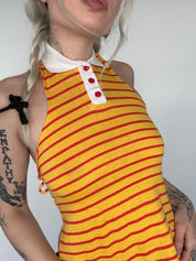 Vintage Striped Polo Halter Top (XS)