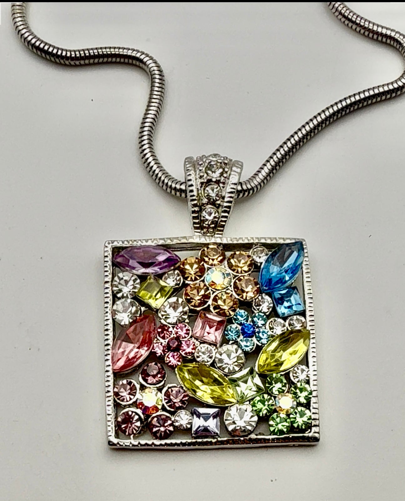 Colorful Crystal Square Necklace set