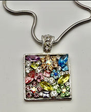 Colorful Crystal Square Necklace set