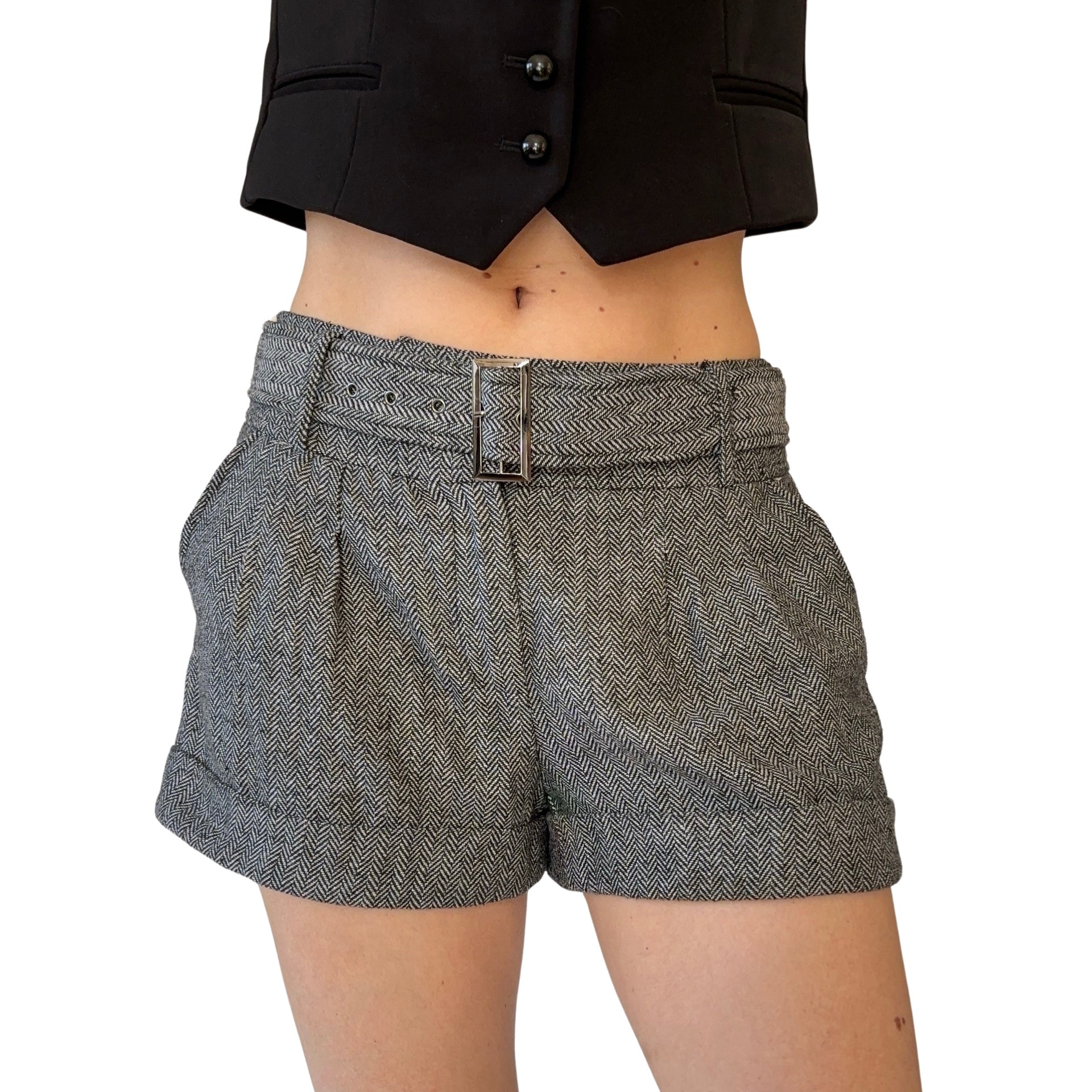 2000s Belted Tweed Shorts (S)