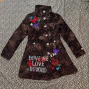 Embroidered Butterfly Graphic Corduroy Tapestry Coat (M)