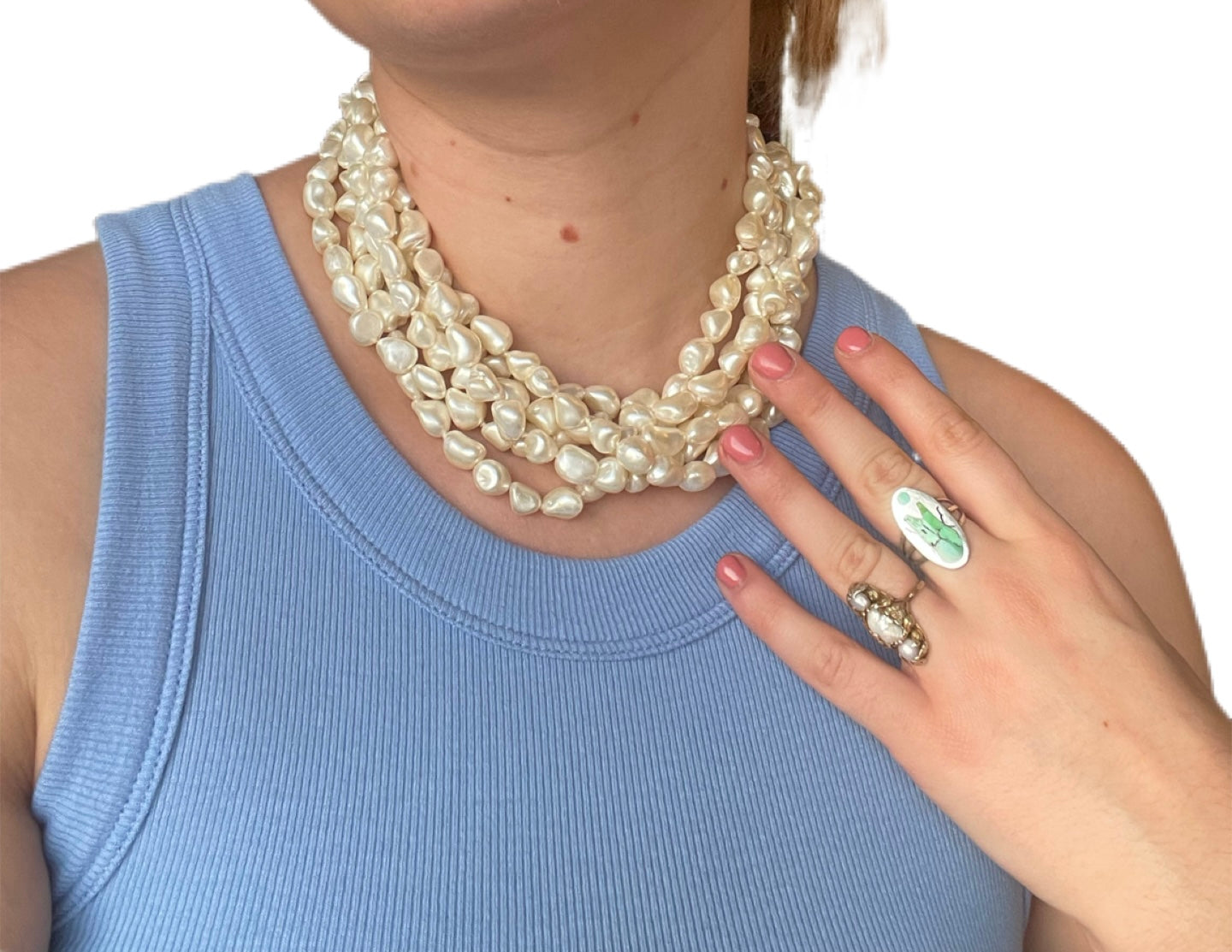 Real Baroque Pearl Choker with 6 Strands