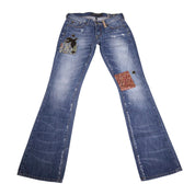 Y2K Low Waisted Patchwork Flare Jeans (XS)