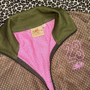 Y2K Army Green & Pink Varsity Zip Up (S)