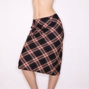 90s Italian Plaid Wool Midi Skirt (S)