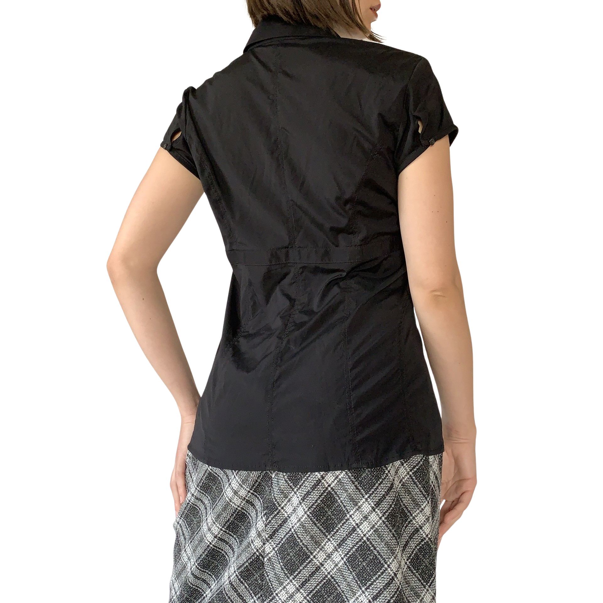 Y2K Noir Buckle Blouse (M)