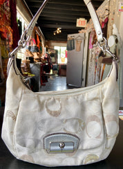 Coach Kristin Beige/Tan Embellished
Sequin Hobo Crossbody Purse Bag