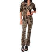 90s Leopard Velvet Two-Piece Set (S)