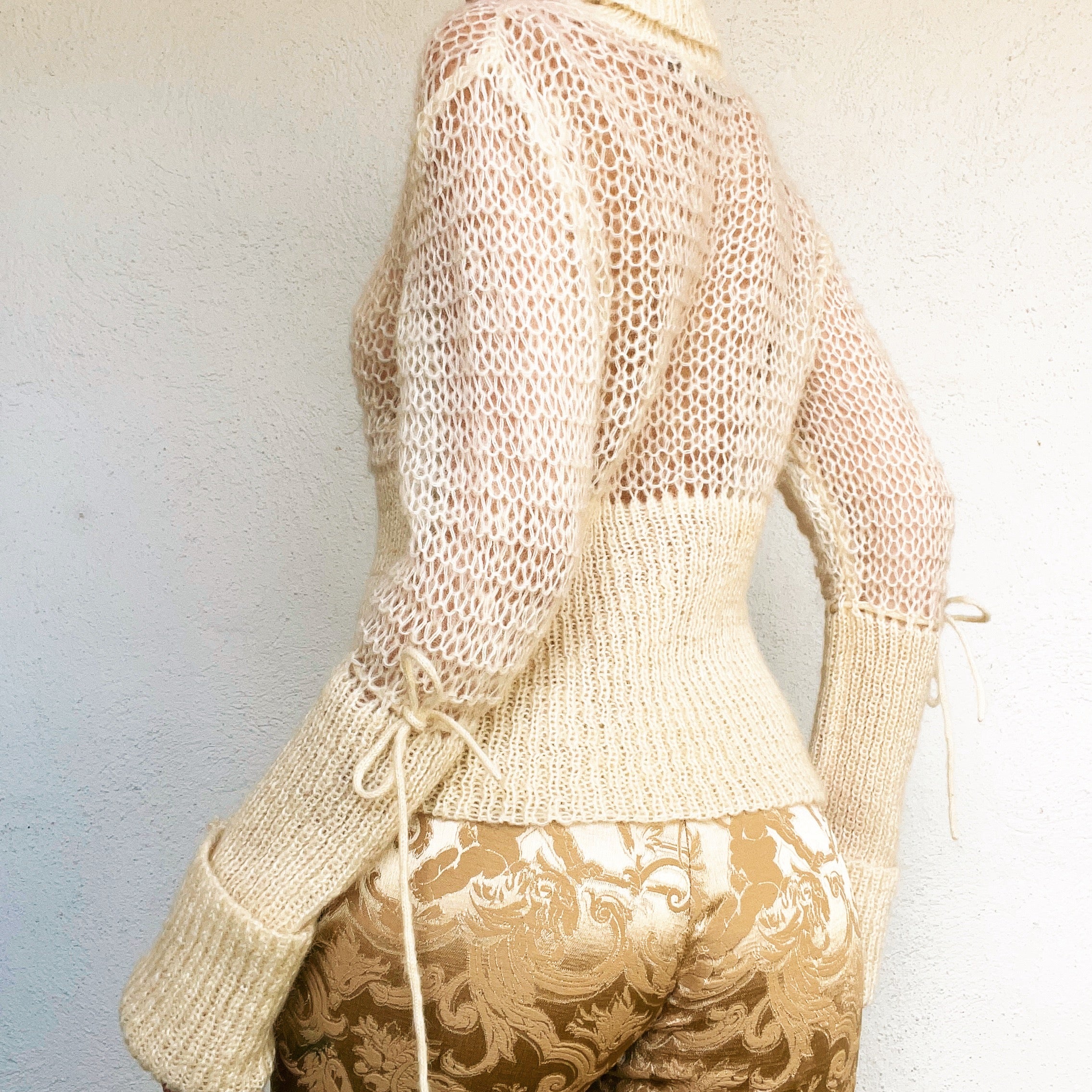 Creamy Open Knit Turtleneck Sweater (M/L)