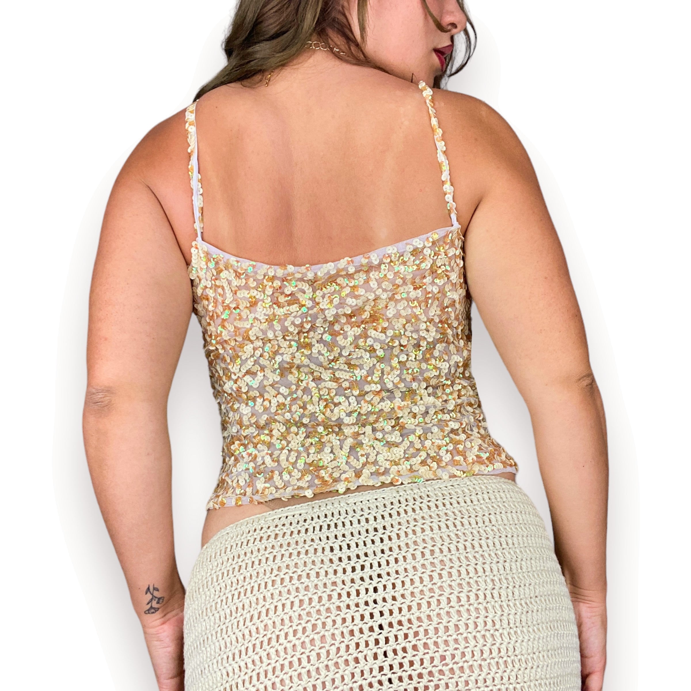 Y2K Mesh Sequin Shimmer Cami (S)