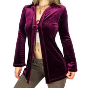 90s Burgundy Velvet Tie-Front Cardigan (S)