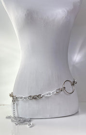 White and silver linked belt