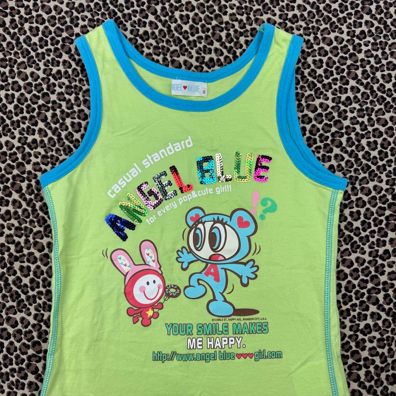 Angel Blue Sequin Graphic Tank (XS)