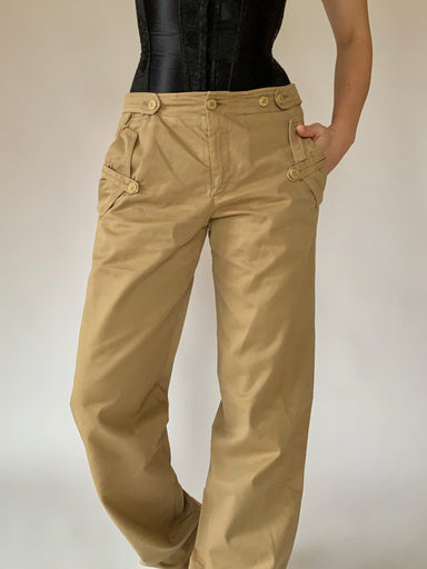 Seafarer Cotton Twill Boot Cut ANAIS Pants with Golden Buttons women -  Glamood Outlet
