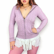 2000s Lavender Cashmere Zip Up (M)